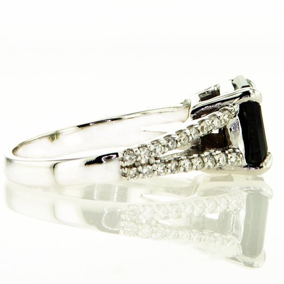 Black Diamond Split Shank Alternative Engagement Ring 14K White Gold 3.76 TCW - Picture 8 of 9